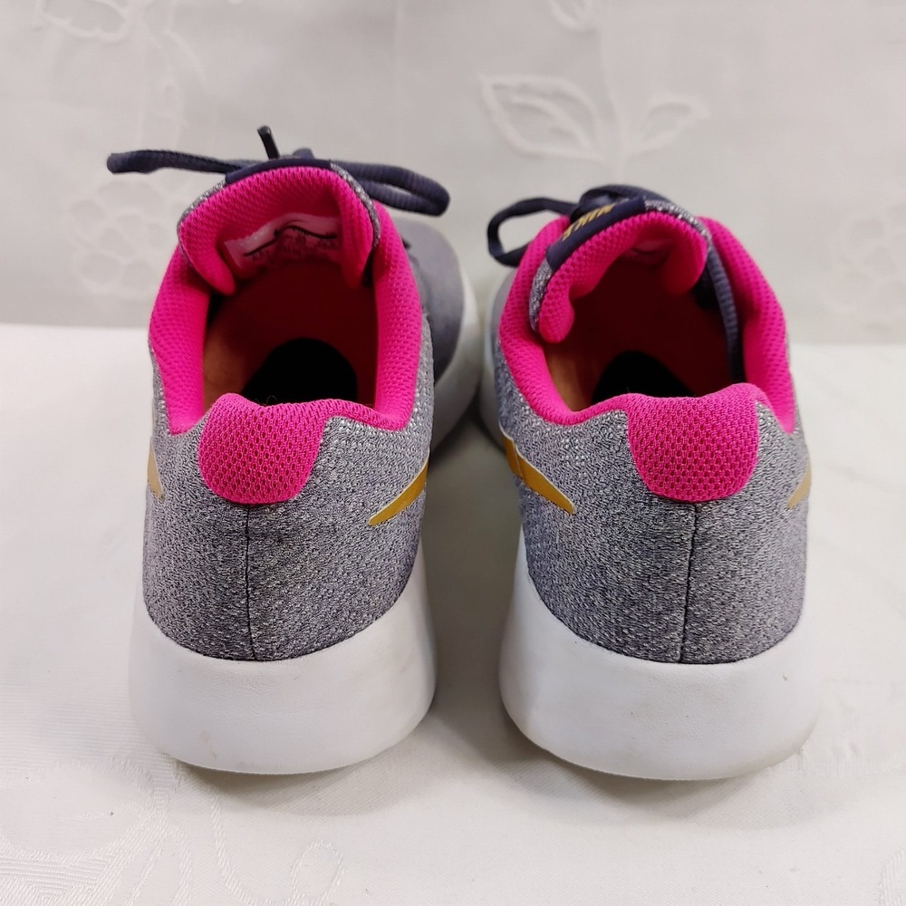 Nike Girls Tanjun Racer Sneakers 6.5 Youth Gray Pink Gold Running Shoe - Picture 4 of 9